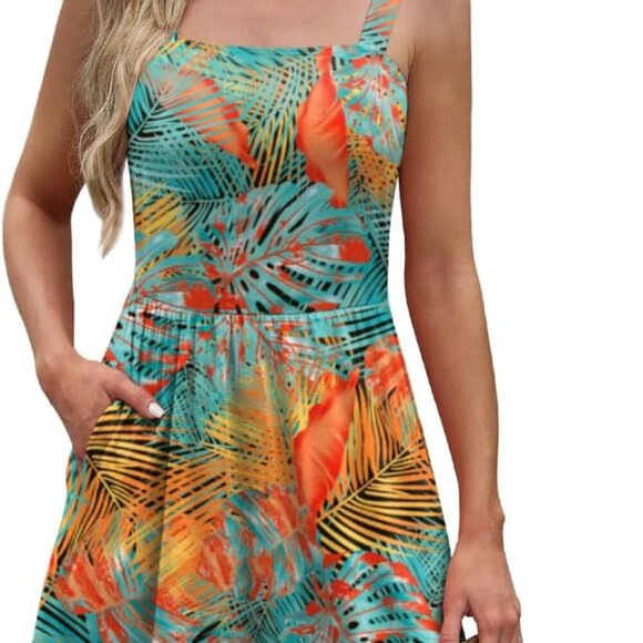 Women Sundress A-Line Flowy Lightweight Summer Casual Beach Dress XL - Picture 3 of 4